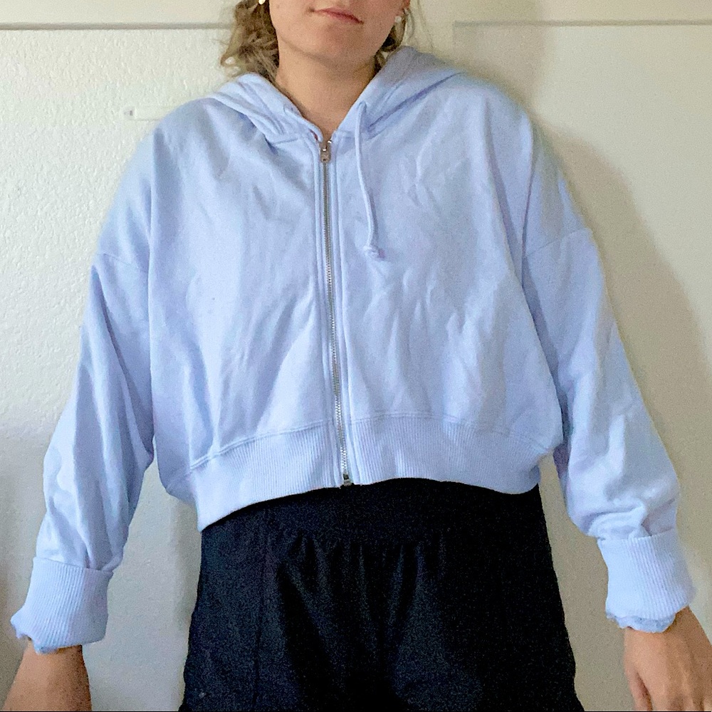 Blue Cropped Hollister Zip Up